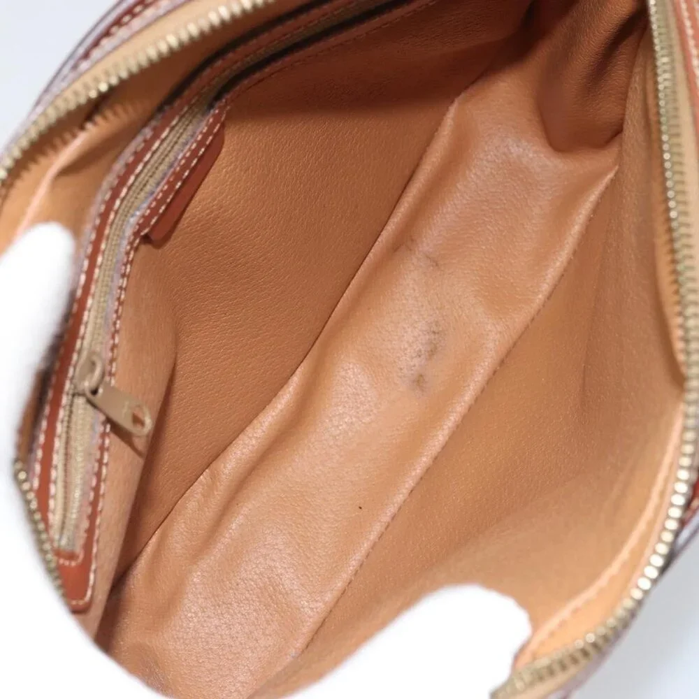 Authentic CELINE Macadam Canvas Shoulder Bag PVC Leather Brown Gold - Picture 3 of 16